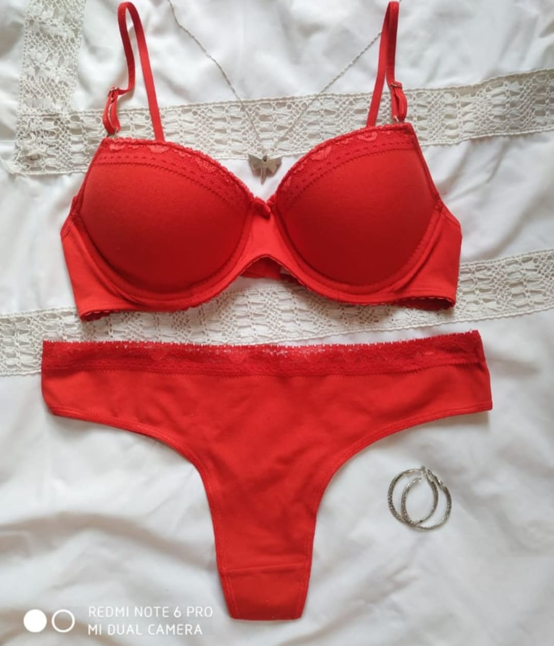 Conjunto de algodón rojo